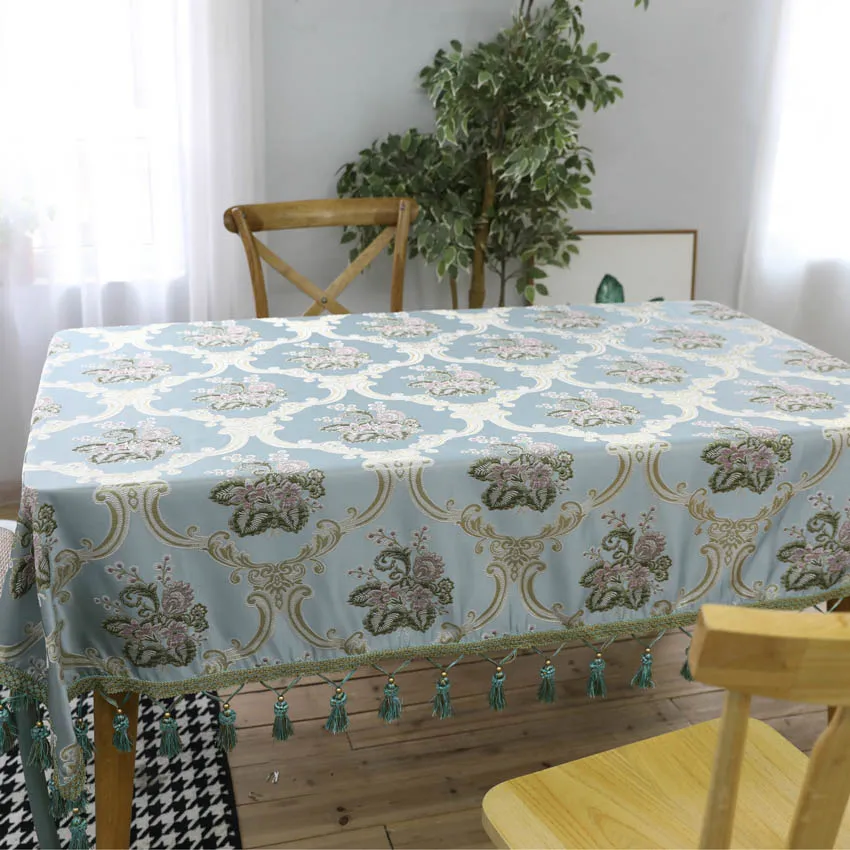 Europe Flower Thick Table Runner Table Cloth Cover Photography Cloth Cushion Cover Home Dining Tablecloths Placemats With Tassel