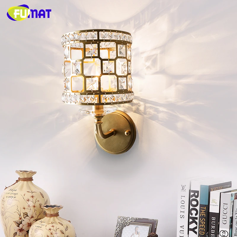 Buy FUMAT Gold Metal Wall Lamps Modern K9 Crystal Wall