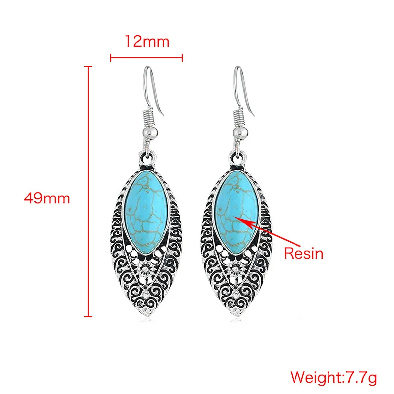 Bohemia Tibetan Vintage Silver Turkish Drop Dangle Earings Gypsy Ethnic Stone India Hanging Earrings pendientes mujer