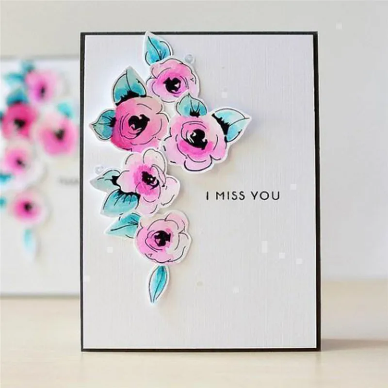 

YaMinSanNiO Flowers Leaves Dies Scrapbooking Metal Cutting Dies and Stamps for DIY Photo Decorative Paper Cards Making Craft