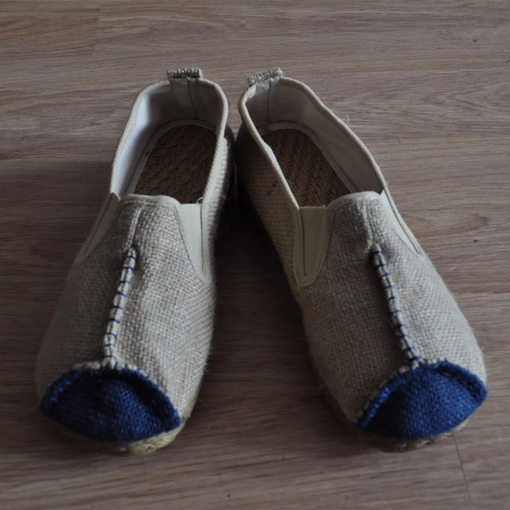 Унисекс китайский джут вязаная льняная удобная обувь для вождения туфли на плоской подошве в китайском стиле пара сельской местности flattie