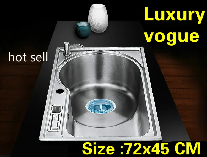 

Free shipping Apartment luxury kitchen single trough sink vogue do the dishes 304 stainless steel hot sell 72x45 CM