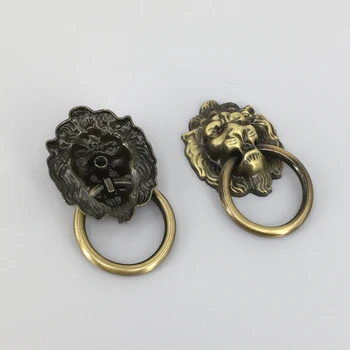 1xAntique Bronze Lion Head Drawer Ring Pull Kitchen Cabinet Dresser Knob Metal Pull Knobs for cabinets cupboards furniture doors