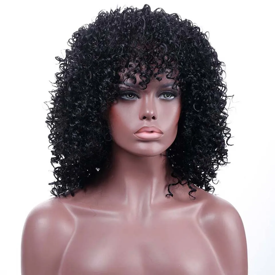 BUQI короткий афро кудрявый парик натуральный черный синтетические парики для женщин черный парик Термостойкое волокно
