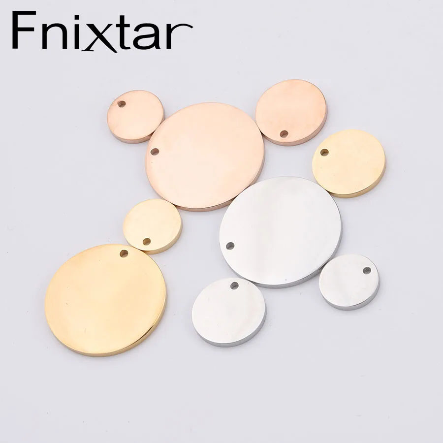 Fnixtar 1,8 мм Толщина DIY штамповка заготовок круглые диски до зеркального блеска Нержавеющая сталь выгравировать браслет очарования диск 25/15/12 мм 20 шт./лот