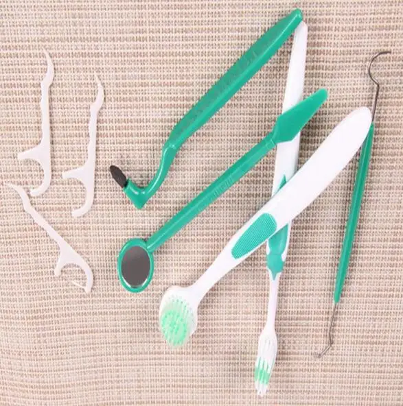 Dental Oral Tooth Care Set Mirror Tongue Cleaner Brush Floss Pick Stain Protection Teeth For Daily 3