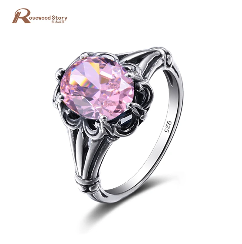 

Charm Engagement Lady 925 Sterling Silver Ring Princess Cut Pink Cubic Zirconia Stone CZ Fashion Vintage Handmade Ring Vintage