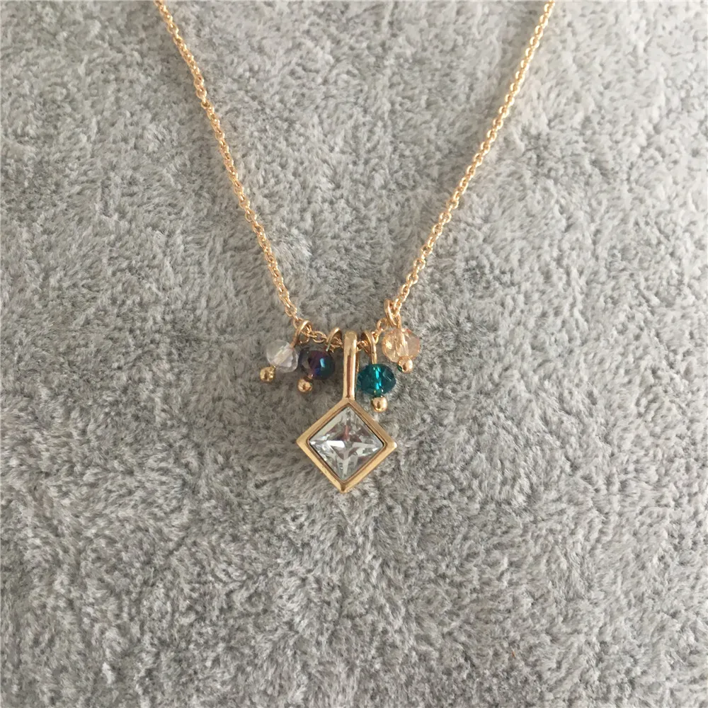 

CASUAL GOLD COLOR CLEAR STONE COLORFUL BEAD NECKLACE FOR WOMAN GIRL