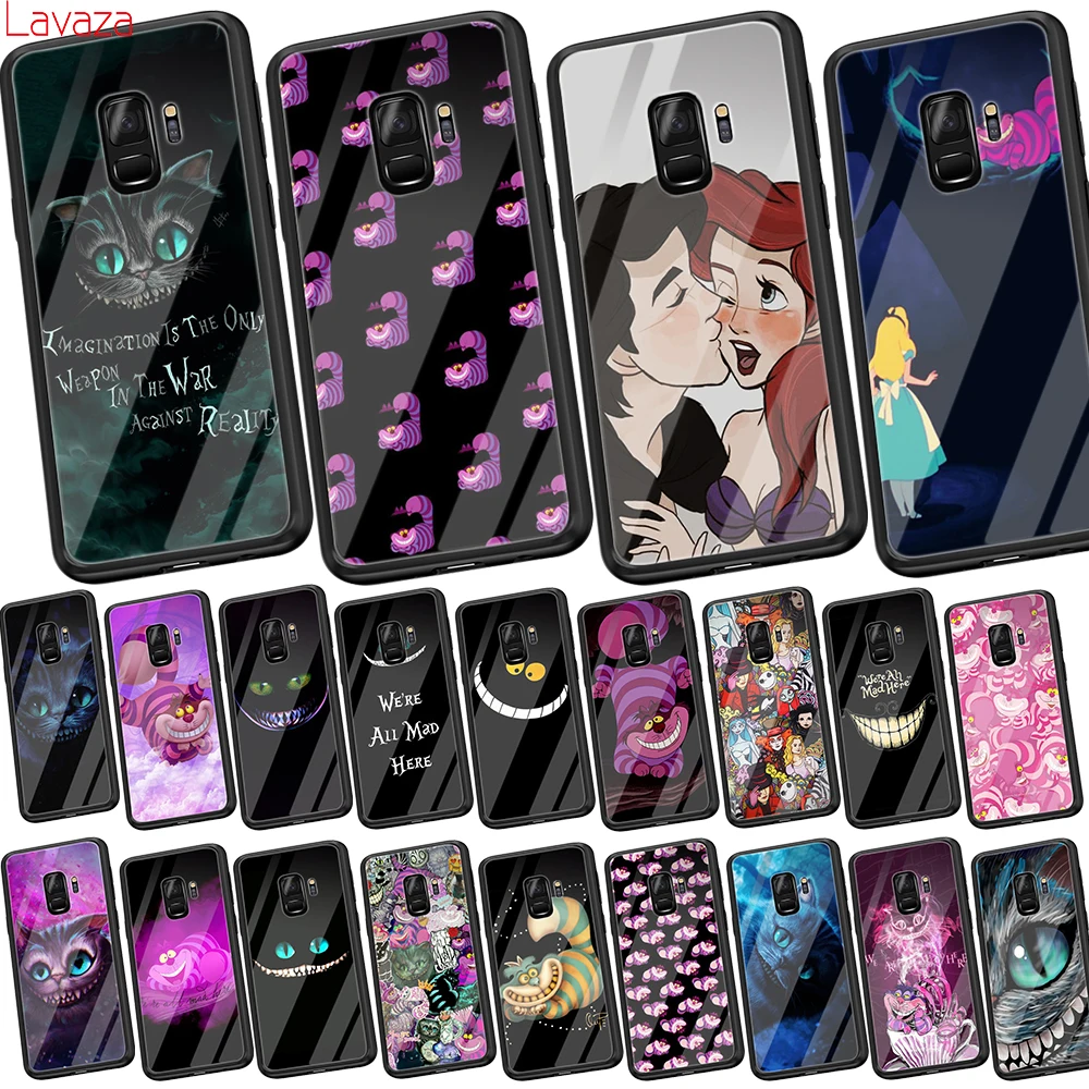 

Lavaza CHESHIRE CAT Tempered Glass Soft Case for Galaxy S8 S9 S10 Plus Note 8 9 A30 A50 A70 Cover