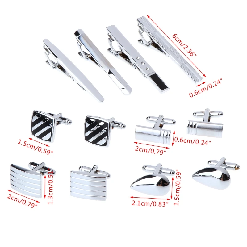 

1 Set Men Tie Clip Cufflinks Bar Shirt Mixed Style Luxury Business Accessories Drop Ship W2952001