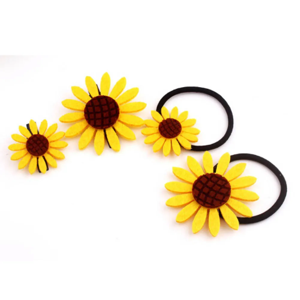 1pcs Fashion Baby Sunflowers Hair Ring Hairpins women girls Cute flower