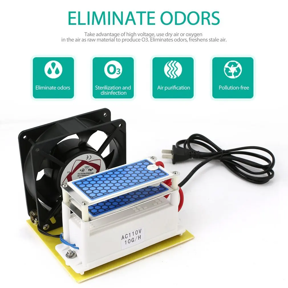 

US Plug Ozone Generator Double Ceramic Plate Integrated Sterilizer Air Ozonizer Purifier DIY Odor Elimination Device