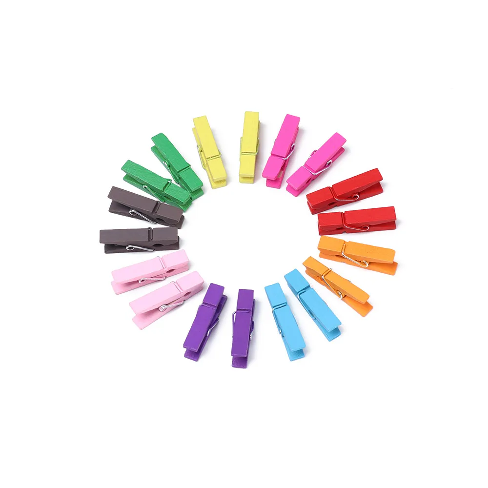 

50pcs/set Natural Wooden Clips Paper Photo Clips DIY Craft Decoration Clips Pegs note memo holder DIY Photo Folder Wall Pendant