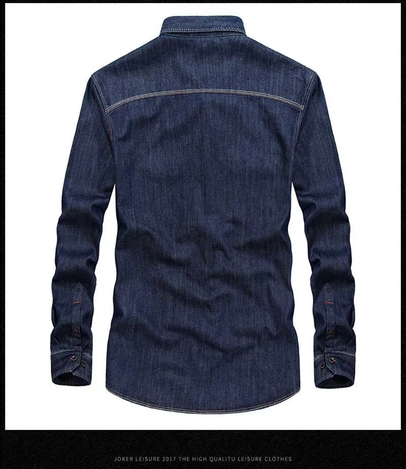 Новая джинсовая рубашка весна осень Мужская Повседневная рубашка с длинным рукавом хлопок стрейч Мужская джинсовая рубашка пляжные рубашки синий большой размер M-3XL