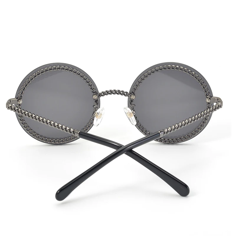 Модные женские солнцезащитные очки без оправы Роскошные брендовые дизайнерские Круглые Солнцезащитные очки Oculos De Sol Feminino с оригинальной упаковочной коробкой