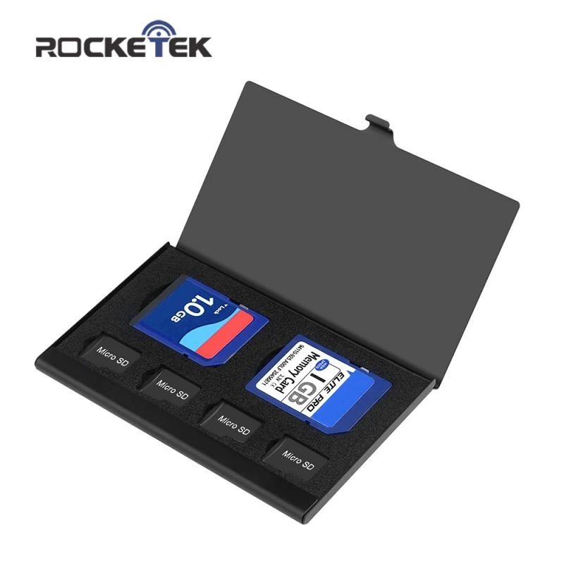 Rocketek алюминиевый чехол для хранения карт памяти sd microsd/micro sd держатель сумка коробка памяти помещается с 2 sd-картами и 4 картами micro sd