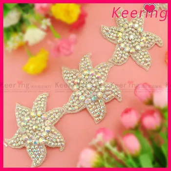 

Sparkly AB Color Crystal Rhinestone Iron-on Embroidery Patches Trim WRA-683