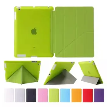 

For Ipad 2 3 4 Smart Case Stand PU Leather Cover 4 Shapes Soft TPU Silicone Bottom For Apple Ipad 3 4 case Auto Sleep +stylus