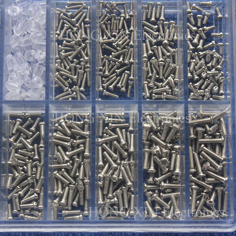 900pcs Stainless Steel Glasses Sunglass Clock Watch Spectacles Phone Set Kit Silver Screws Nuts Screwdriver Repair Tool screw