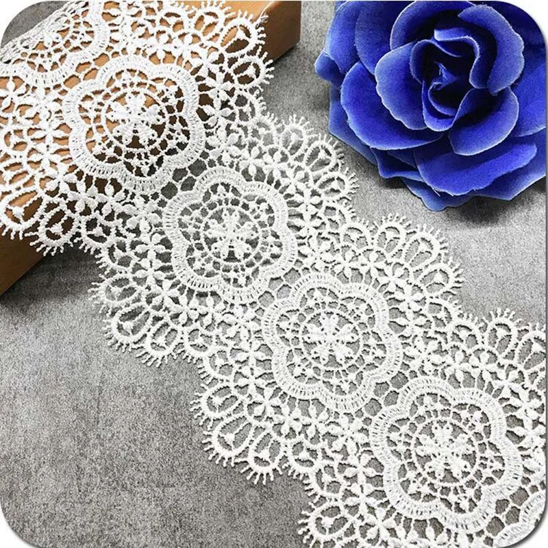 GXINUG 1 yard 11.5cm Water Soluble Flower Lace Edge Eyelash Trim Ribbon Dress Applique Embroidered DIY Sewing Craft