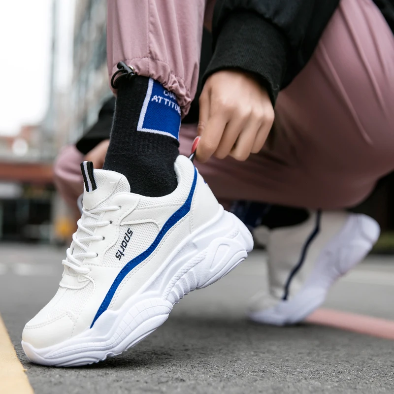 Breathable Mesh Women's Running Shoes Platform Chunky Sneakers Women Lace Up White black Shoes Sapatos Feminino Mujer Footwear Breathable Mesh Women's Running Shoes Platform Chunky Sneakers Women Lace Up White black Shoes Sapatos Feminino Mujer Footwear