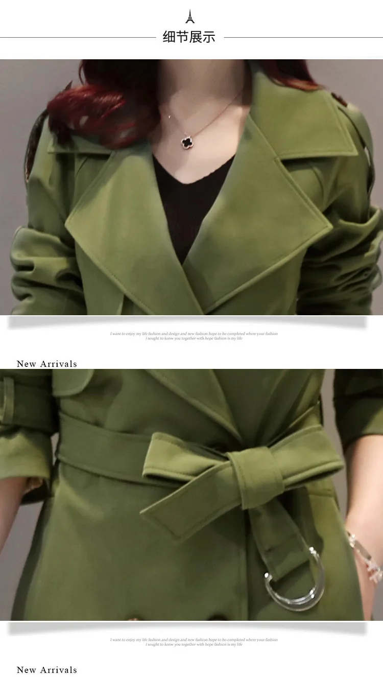women's spring and autumn new fashion long windbreaker jacket