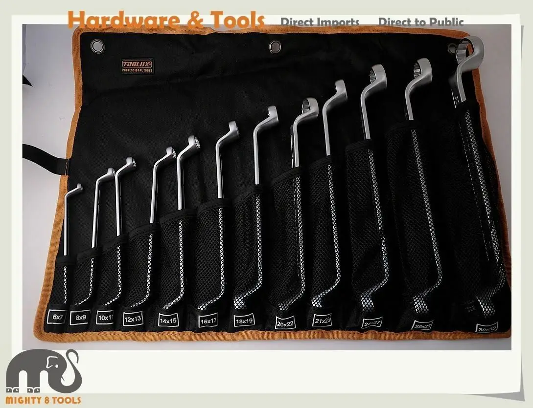 

12pc Set German DIN Cr-V Double Deep Offset Ring Spanner with Longer Length