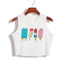 Летний женский короткий топ сексуальный с принтом мороженого, тонкая рубашка для девочек, топ на бретелях, хипстерский жилет, Tumblr, Прямая поставка, ZT-20