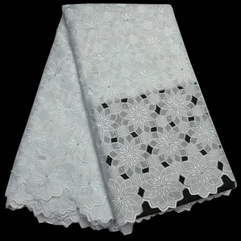 

Plain white handcut organza Lace African fabric with Beads and stones high quality For Wedding dress 5 yard/lot QA687