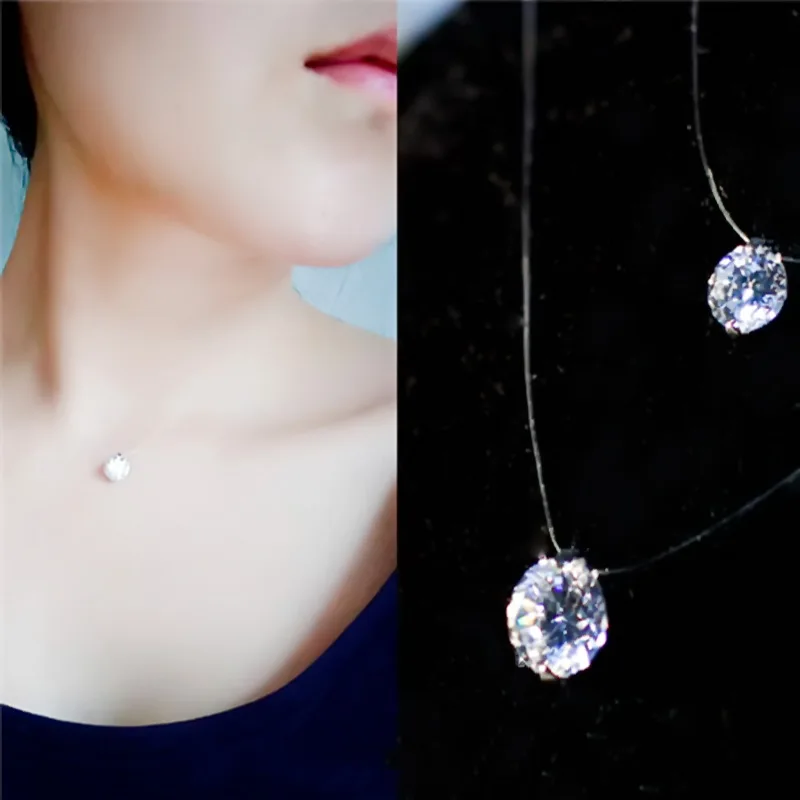 Simple Transparent Invisible font b Fishing b font font b Line b font Shinning Zircon Choker