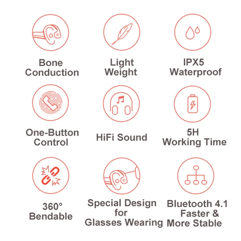 VTIN V8 Bone Conduction Wireless Bluetooth Earphone IPX5 Waterproof Outdoor Sport Headset with Microphone Handsfree Headsets     (21)