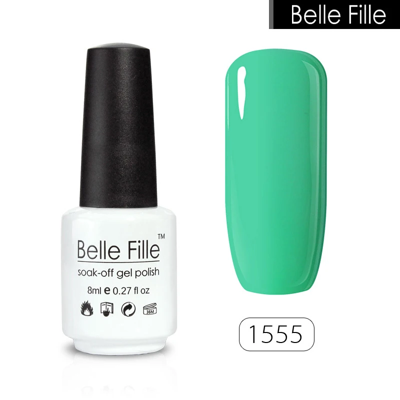 BELLE FILLE гель лак для ногтей 8 мл Soak Off лакировка полуперманентный зеленый красного