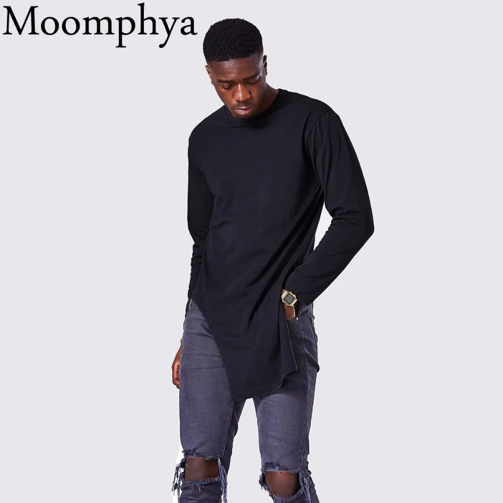 Moomphya/Для мужчин с длинным рукавом мягкий эластичность длинный подол пуловер
