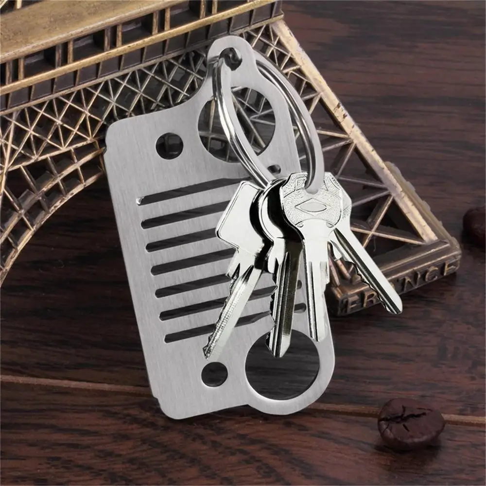 

New Portable Stainless Steel Unique Design Jeep Grill Key Chain KeyChain Key Ring CJ JK TJ YJ XJ Silver