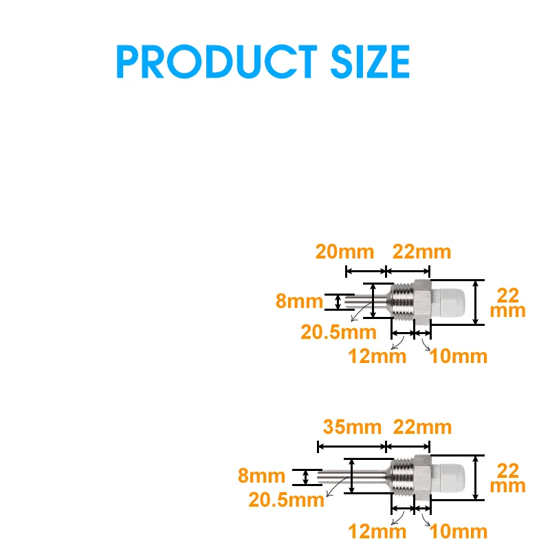 20/35/50/80/100/150/200 мм гильзой, нить, 1/"(DN15) Нержавеющая сталь 304 Водонепроницаемый Солнечный Температура Сенсор