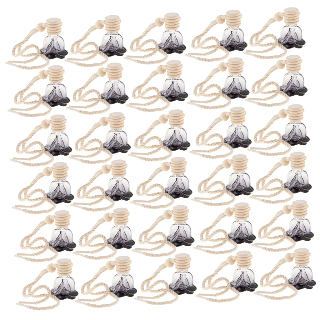 30pcs 10ml Flower Shape Empty Perfume Bottle Pendant Car Hanging Ornament Home Decoration