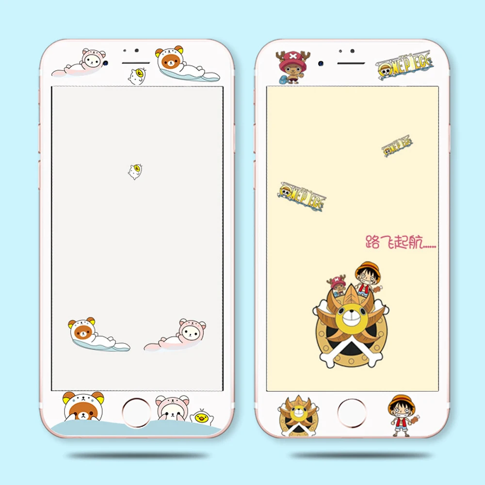 Мультфильм Закаленное стекло протектор экрана для iPhone 6 6s 7 8 плюс милый котенок медведь фрукты полное покрытие защиты аксессуары