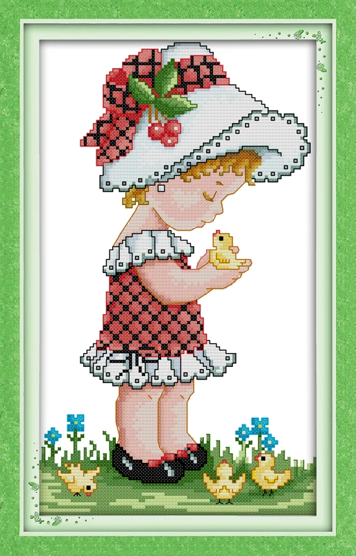 Joy Sunday R369R370R379R382R383 подсчитанный и отпечатанный домашний Декор Девушка собака