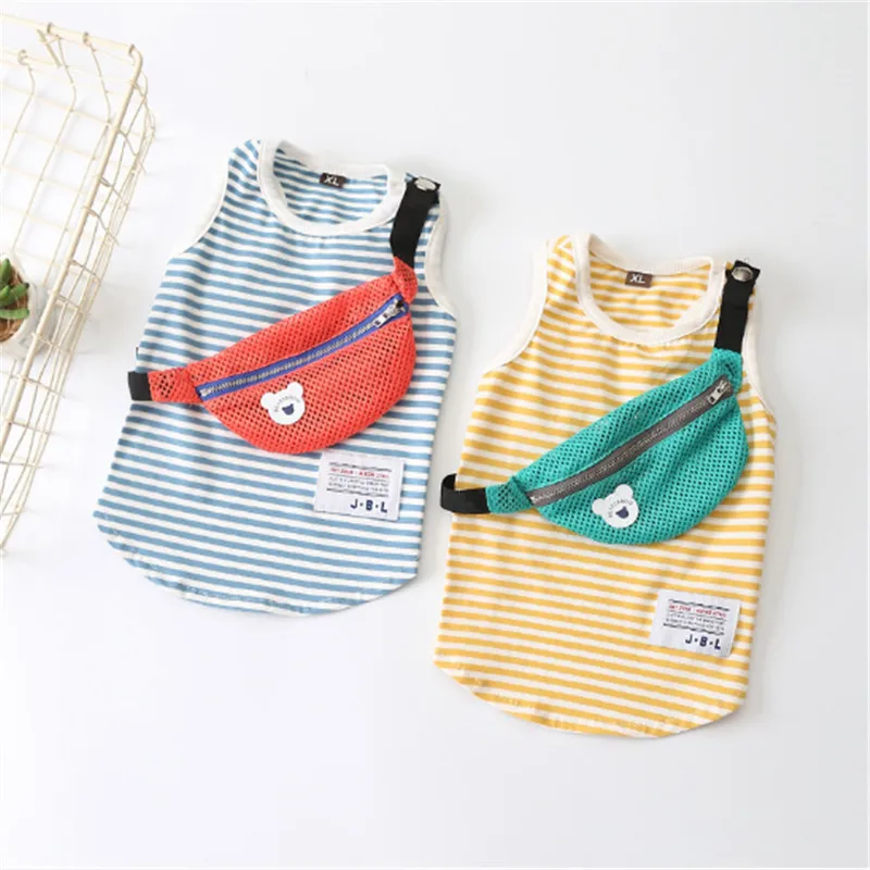 

Spring clothes The New Dog Vests Striped summer Casual printing Pet clothes Puppies Poodle Schnauzer Teddy Dog Supplies