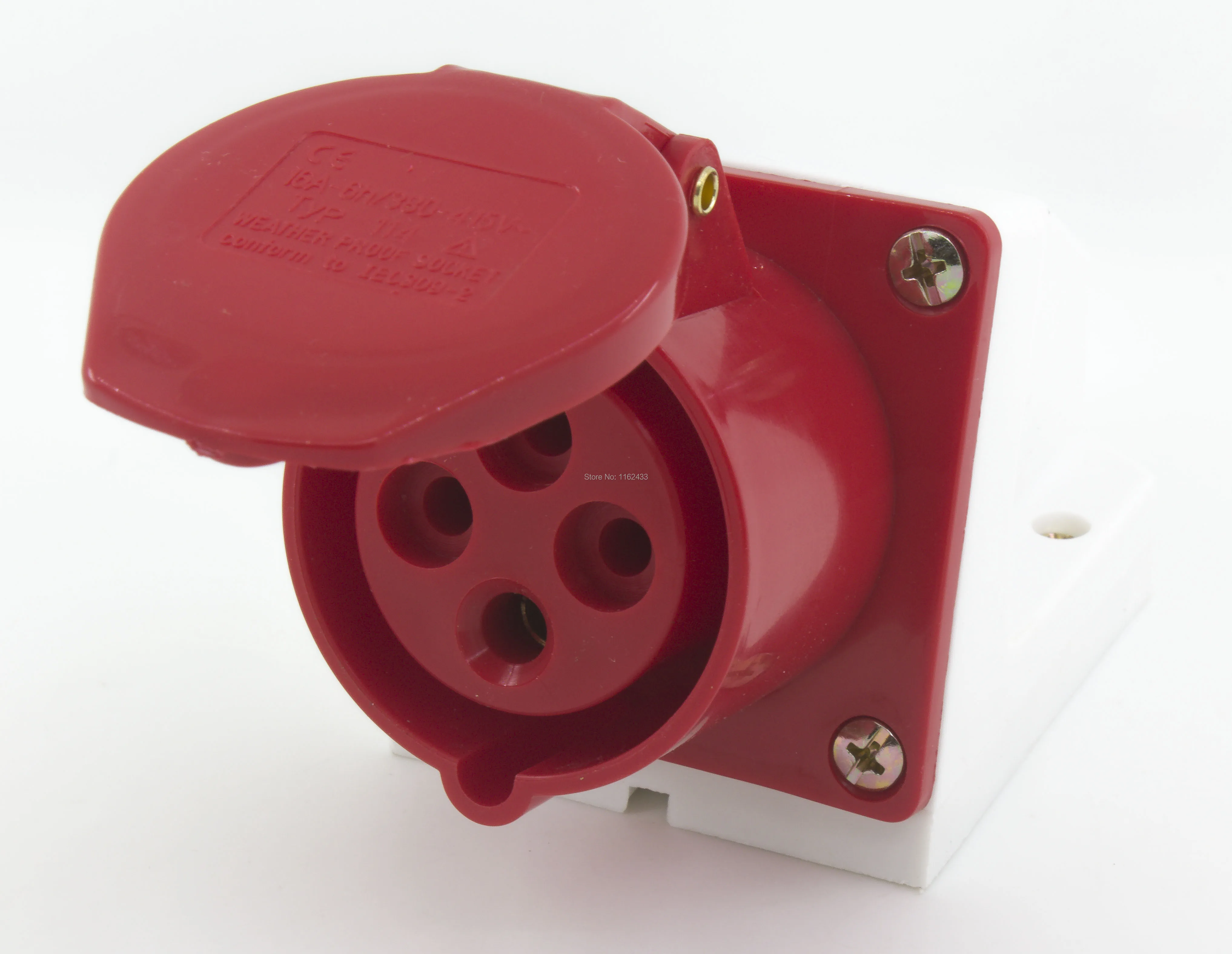 

16A 3P E 4 pin 380-415V IP44 114 three phase splashproof industrial surface mounting socket