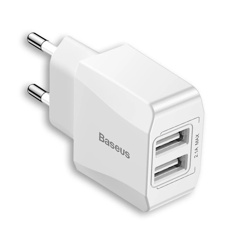 Baseus Dual USB зарядное устройство для iPhone iPad samsung Xiaomi Mi 2.1A быстрое настенное зарядное устройство адаптер ЕС зарядное устройство для мобильного телефона - Тип штекера: EU