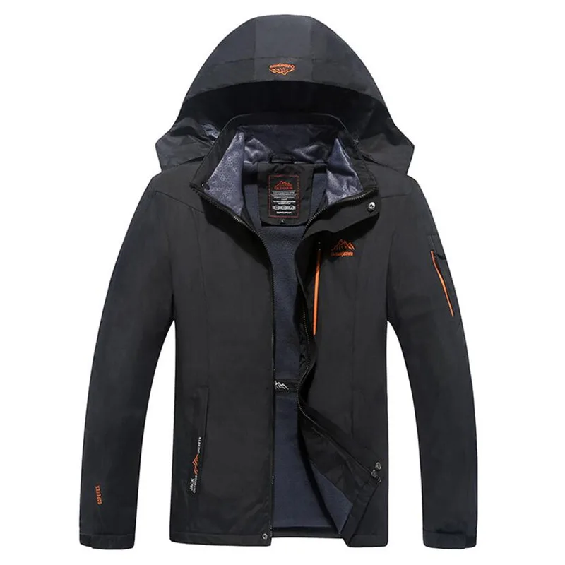 Asian Size Black Мужская верхняя одежда размера плюс 5XL 6XL 7XL 8XL, водонепроницаемые ветрозащитные куртки, весенне-осеннее пальто с капюшоном, туристическая горная ветровка - Цвет: Asian Size Black