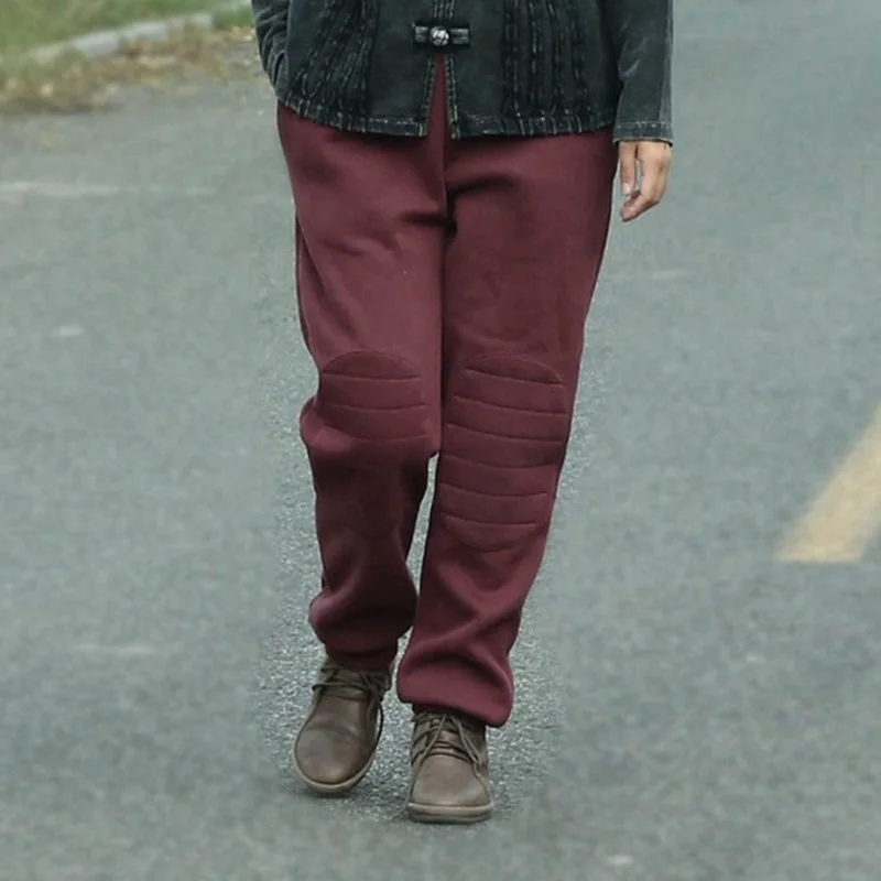 Jvzkass осенние и зимние ретро хлопковый флис толстые теплые Простые повседневные штаны Большие размеры брюки Дикие Брюки Z263