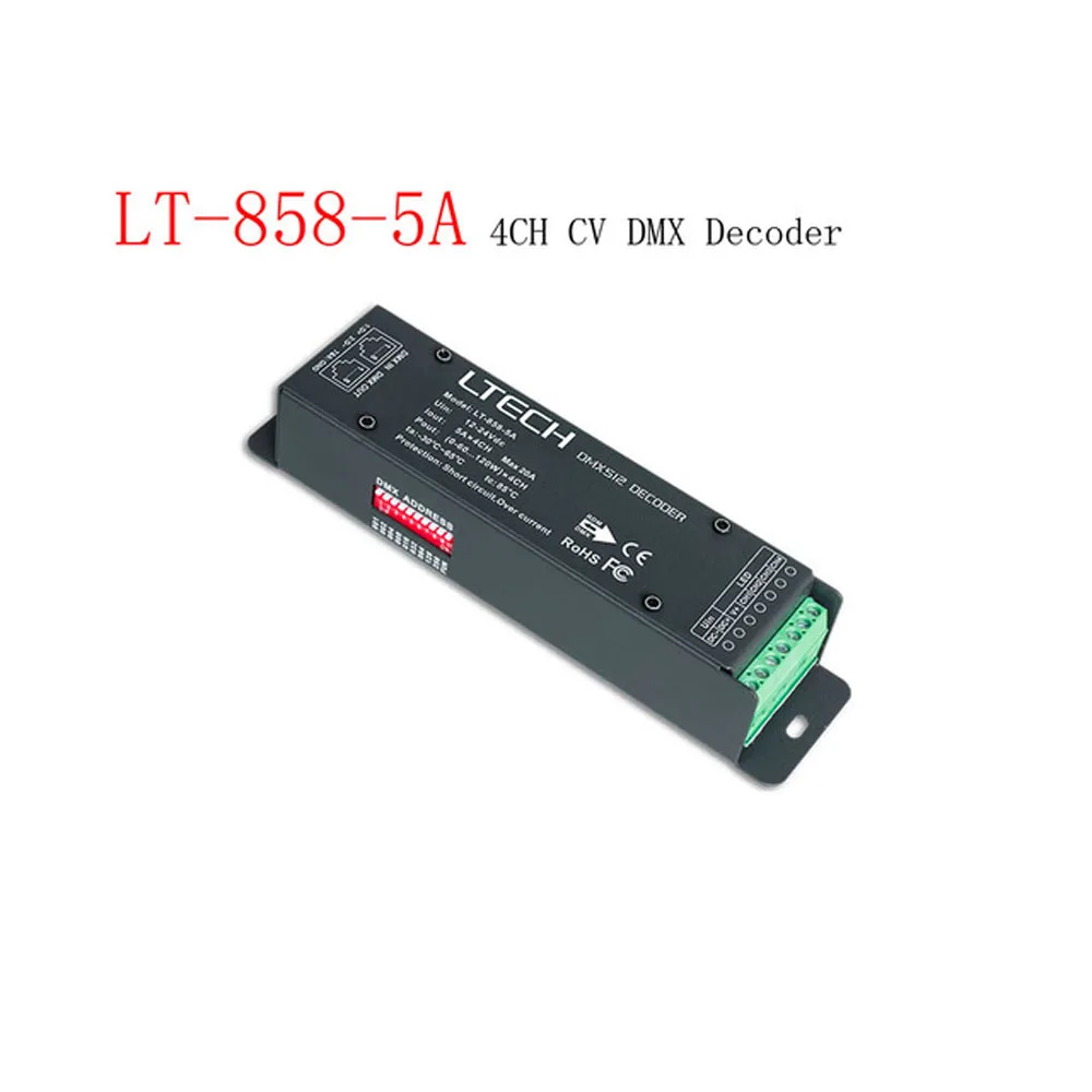 

LTECH LT-858-5A 4CH CV DMX/RDM Decoder Input Voltage 12-24Vdc
