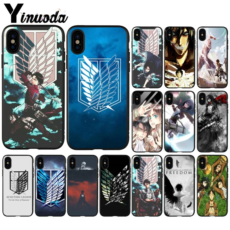 Yinuoda атака на Титанов Mikasa черный ТПУ мягкий резиновый чехол для телефона iPhone X XS MAX