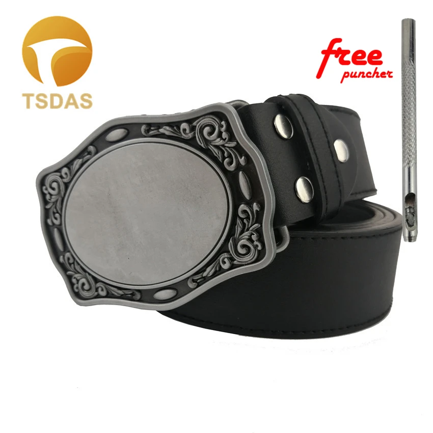 Blank DIY Belt Buckle With Pewter Finish, Novelty Belt Buckles Suitable