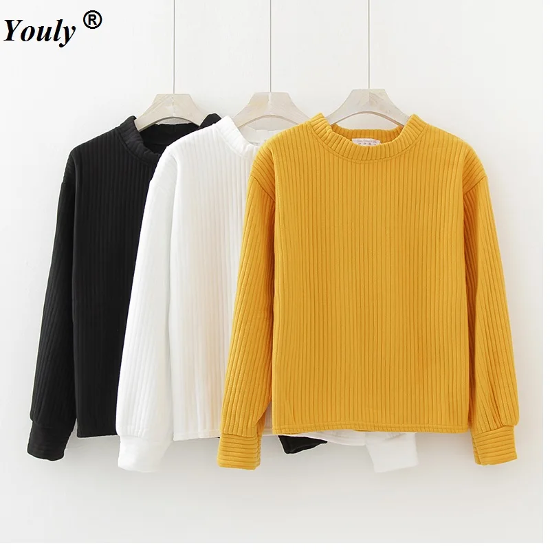 

Casual Long Sleeve Tops Women 2019 Winter Autumn Pullovers Solid Christmas stripe Textured Peplum Shirt O-neck T-shirt Female