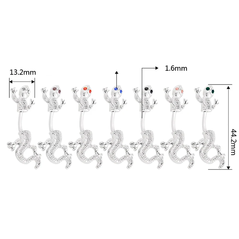 Большой ГЕККОН ящерица пупка кольцо Модные женские тела живота Бар пирсинг пупка ювелирные изделия хирургический стальной стержень без никеля