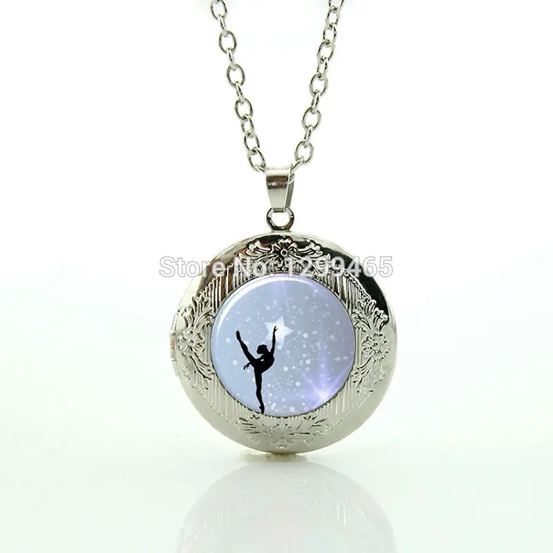 

Souvenirs gift Dance Bottle cap locket pendant Art picture Gymnastics Dance Ornament Ballerina Pendant ballet necklace N1037