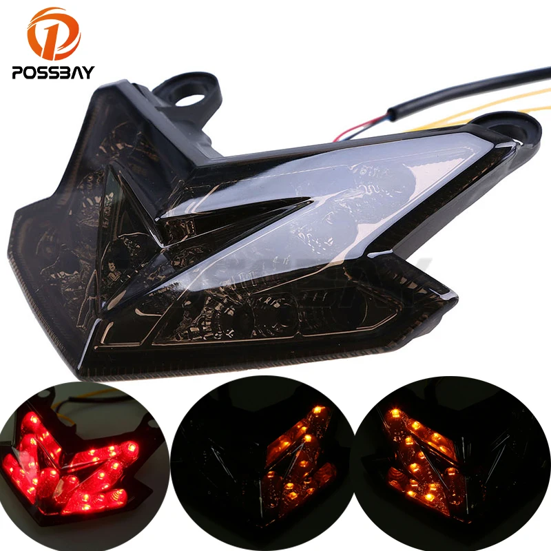 POSSBAY Motorcycle Taillight with LED Turn Signal Light Flasher Cafe